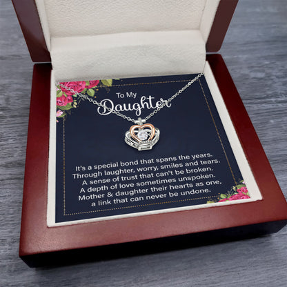 To My Daughter Necklace – Daughter Jewelry - Graduation, Birthday & Christmas – Crown Pendant Necklace - Personalize Memories