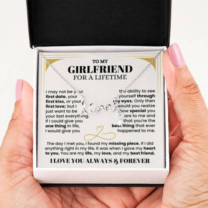To My Girlfriend Necklace - Soulmate Jewelry Gift for Valentine’s Day, Birthday - Scripted Love Necklace - Personalize Memories