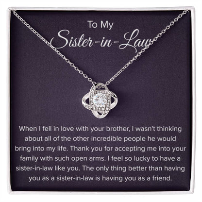 To My Sister In Law - Thank You for Accepting Me - Love Knot Necklace - Personalize Memories