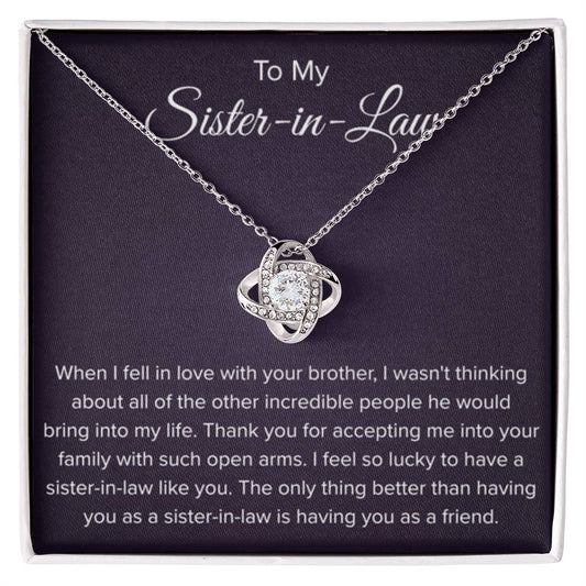 To My Sister In Law - Thank You for Accepting Me - Love Knot Necklace - Personalize Memories