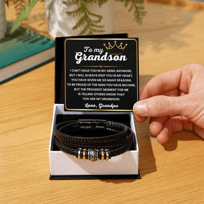 To My Grandson – Graduation, Christmas Gift from Grandpa – Love You Forever Bracelet - Personalize Memories