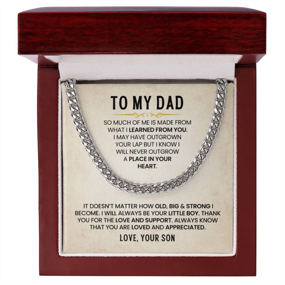 To My Dad - A Place In Your Heart - Cuban Link Chain from Son - Personalize Memories