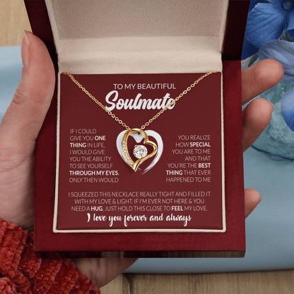 To My Beautiful Soulmate Necklace - Soulmate Necklace Gift for Her for Celebration Days - Forever Love Necklace - Personalize Memories