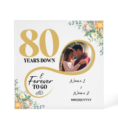 Personalized Acrylic Block, Custom Photo, Happy 80th Wedding Anniversary Gifts, Marriage Gifts, 80 Year Married Gift Wife Husband Present