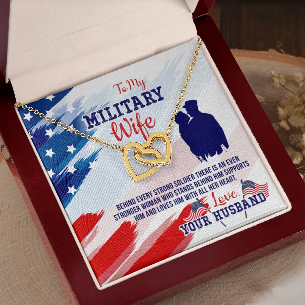 To My Military Wife from Husband - Interlocking Hearts Necklace - Personalize Memories
