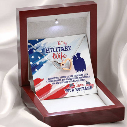 To My Military Wife from Husband - Interlocking Hearts Necklace - Personalize Memories