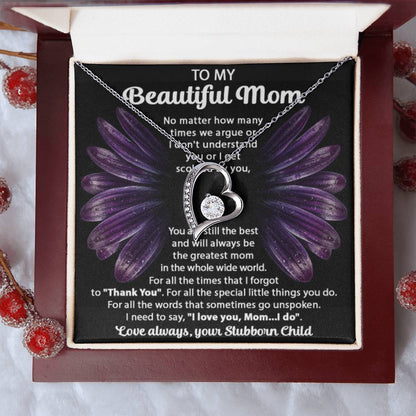To My Beautiful Mom - You Will Always Be The Greatest Mom - Forever Love Necklace - Personalize Memories