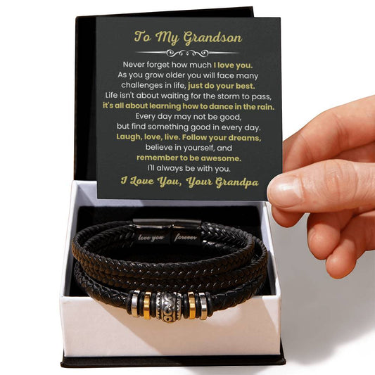 To My Grandson Bracelet – Birthday, Graduation, Christmas Gift from Grandpa – Love You Forever Bracelet - Personalize Memories