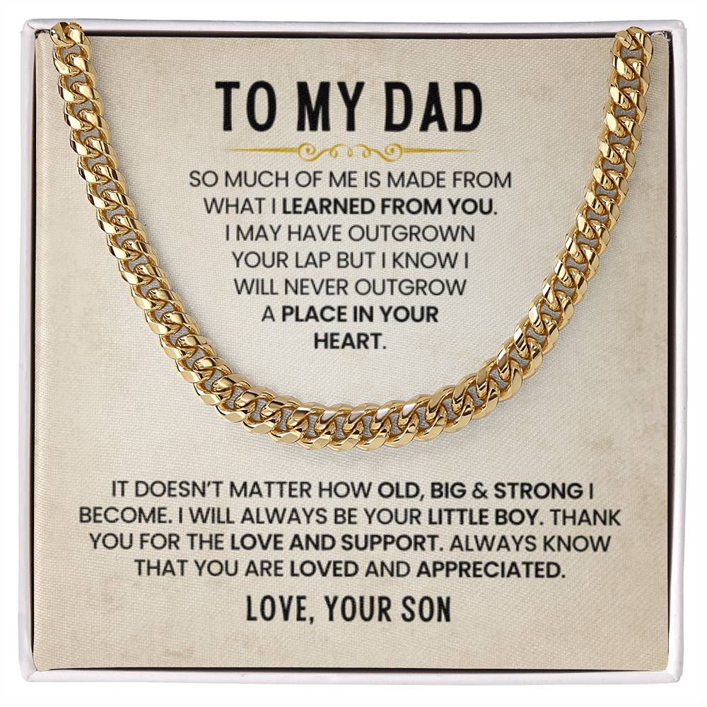 To My Dad - A Place In Your Heart - Cuban Link Chain from Son - Personalize Memories