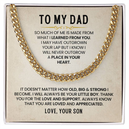 To My Dad - A Place In Your Heart - Cuban Link Chain from Son - Personalize Memories
