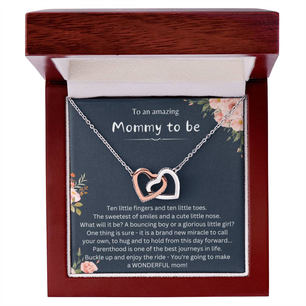 Heartfelt Gift for Mommy To Be - Interlocking Hearts Necklace - Personalize Memories