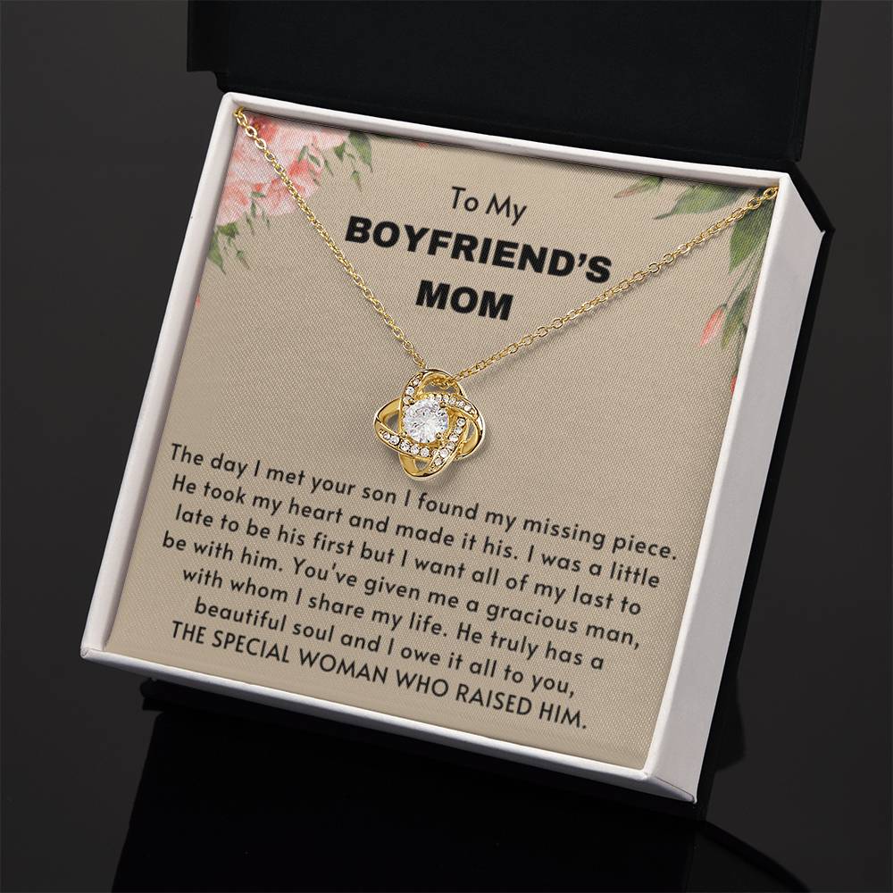 To My Boyfriend's Mom - The day I met your son I found my missing piece - Love Knot Necklace - Personalize Memories