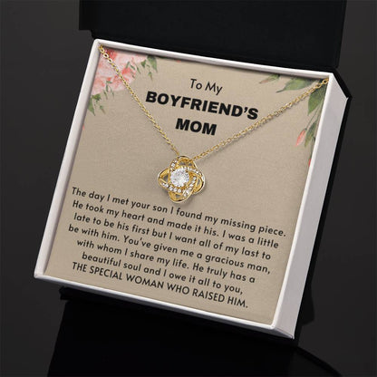 To My Boyfriend's Mom - The day I met your son I found my missing piece - Love Knot Necklace - Personalize Memories
