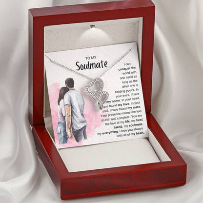 To My Soulmate Necklace - Unique Soulmate Gift for Her for Birthdays & Surprise Moments - Heart-to-heart Pendant Necklace - Personalize Memories