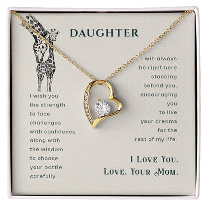 To My Daughter Necklace - Sentimental Jewelry Gift from Mom for Graduation & Life Achievements - Forever Love Necklace - Personalize Memories