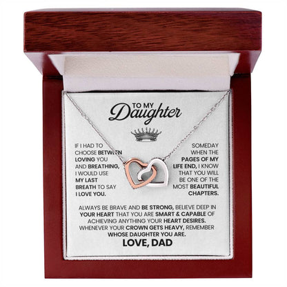 To My Daughter Necklace - Sweetest Daughter Gift from Dad for Birthday Joy & Proud Dad Love - Interlocking Hearts Necklace - Personalize Memories