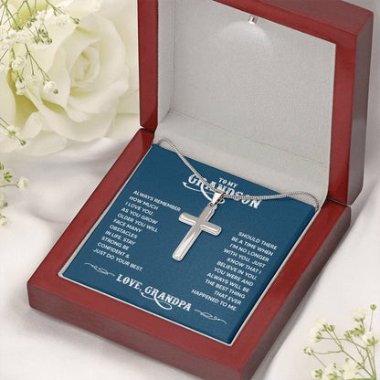 To My Grandson - Always remember how much I love you Dad - Artisan Cross Necklace - Personalize Memories