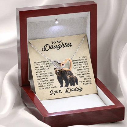 To My Daughter Necklace - Proud Dad to Daughter Jewelry for Birthday, Graduation & Special Celebrations - Interlocking Hearts Necklace - Personalize Memories