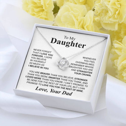 To My Daughter Necklace - Heartwarming Gift from Dad for Daughter’s Birthday & Meaningful Achievements - Love Knot Necklace - Personalize Memories