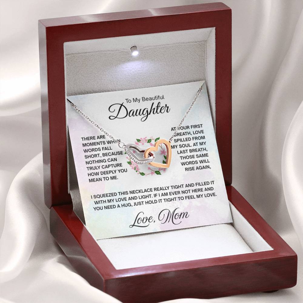 To My Daughter Necklace – Daughter Graduation & Birthday Present from Mom – Interlocking Hearts Necklace - Personalize Memories