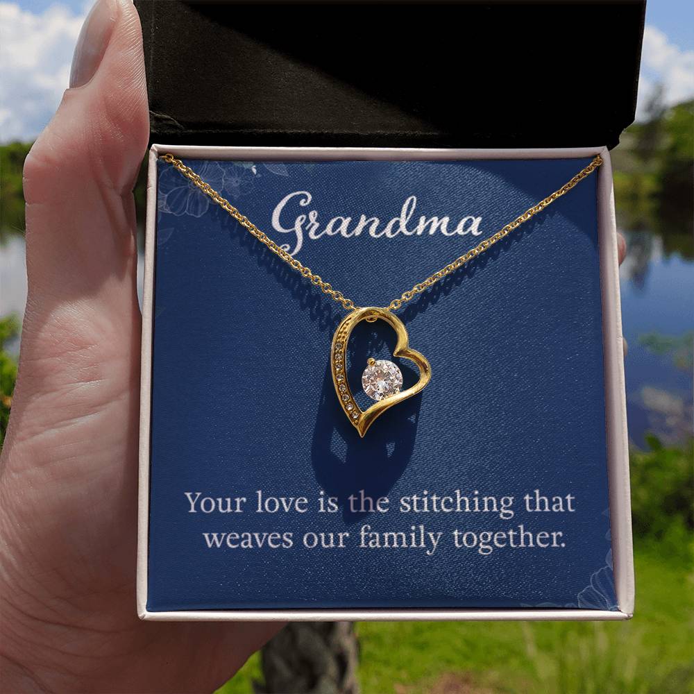 Grandma - Your love is the stitching - Gift for Grandmother Grandma - Forever Love Necklace - Personalize Memories