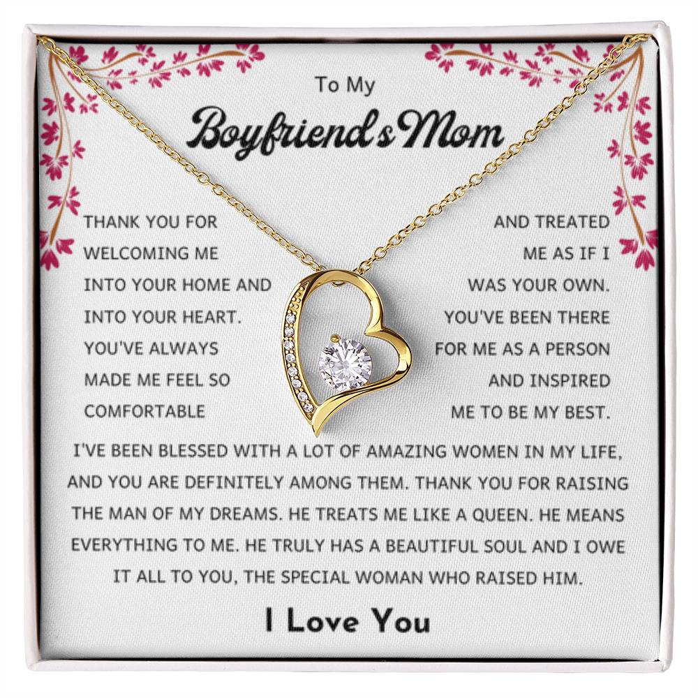 To My Boyfriend's Mom - Thank you welcoming me into your home - Forever Love Necklace - Unique Bf Mom Present - Personalize Memories