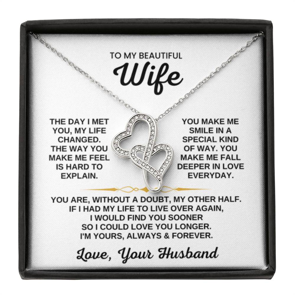 To My Wife Necklace - Perfect Gift from Husband for Birthday, Christmas & Valentine’s Day - Heart-to-heart Pendant Necklace - Personalize Memories