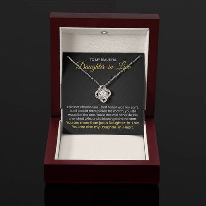 To My Daughter In Law - You are also my Daughter in heart - Love Knot Necklace - Personalize Memories