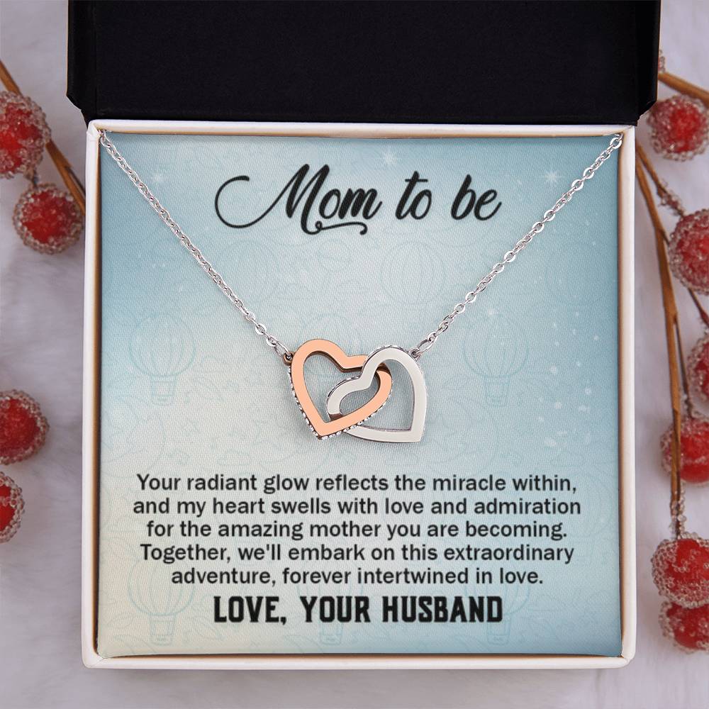 To a wonderful first time Mom - New Mom Gift - Interlocking Hearts Necklace - Personalize Memories