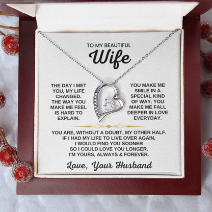To My Beautiful Wife Necklace - Romantic Birthday Jewelry Gift from Husband for Valentine’s Day & Long Lasting Memories - Forever Love Necklace - Personalize Memories