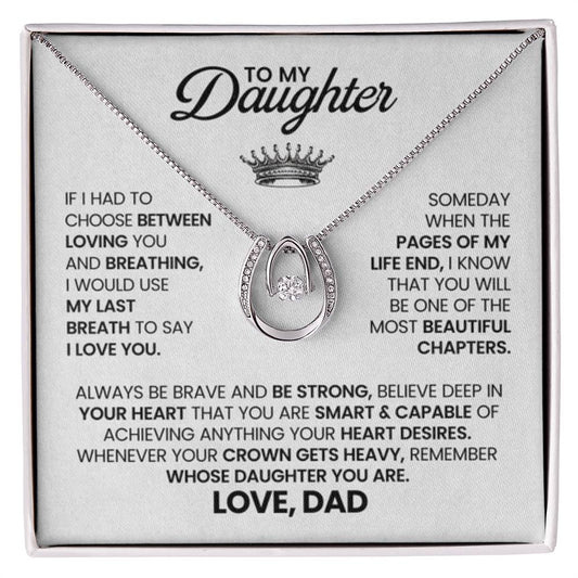 To My Daughter Necklace - Best Proud Dad Jewelry Gift for Daughter’s Special Days & Celebrations - Lucky In Love Necklace - Personalize Memories