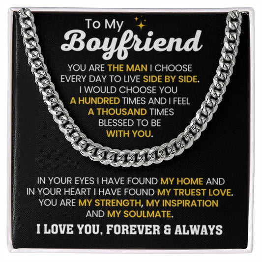 Boyfriend Jewelry Gift from Girlfriend - Cuban Link Chain - Anniversary & Valentine's Day Gift