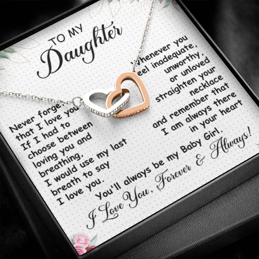 Beautiful Gift for Daughter - You'll always be my baby girl - Interlocking Hearts Necklace - Personalize Memories