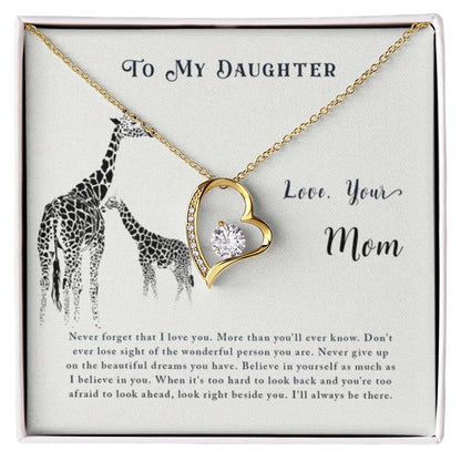 To My Daughter Necklace - Meaningful Daughter Gift from Mom for Forever Love & Support - Forever Love Necklace - Personalize Memories