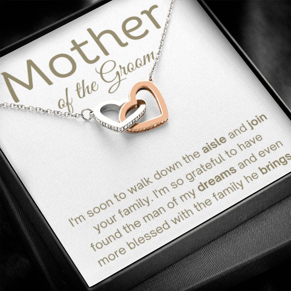 Mother of the Groom Gift - I'm soon to walk down the aisle and join your family - Interlocking Hearts Necklace - Personalize Memories