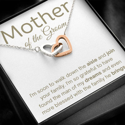 Mother of the Groom Gift - I'm soon to walk down the aisle and join your family - Interlocking Hearts Necklace - Personalize Memories