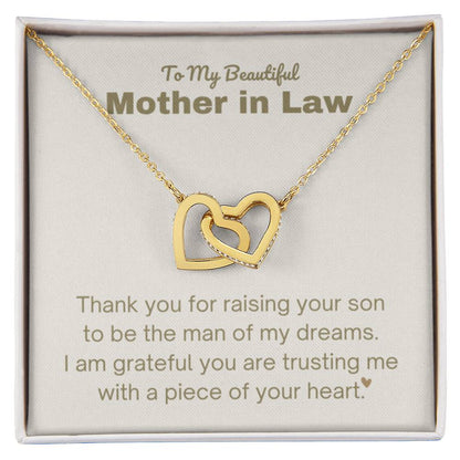 Mother In Law Gift - Thank you for raising the man of my dreams - Interlocking Hearts Necklace - Personalize Memories