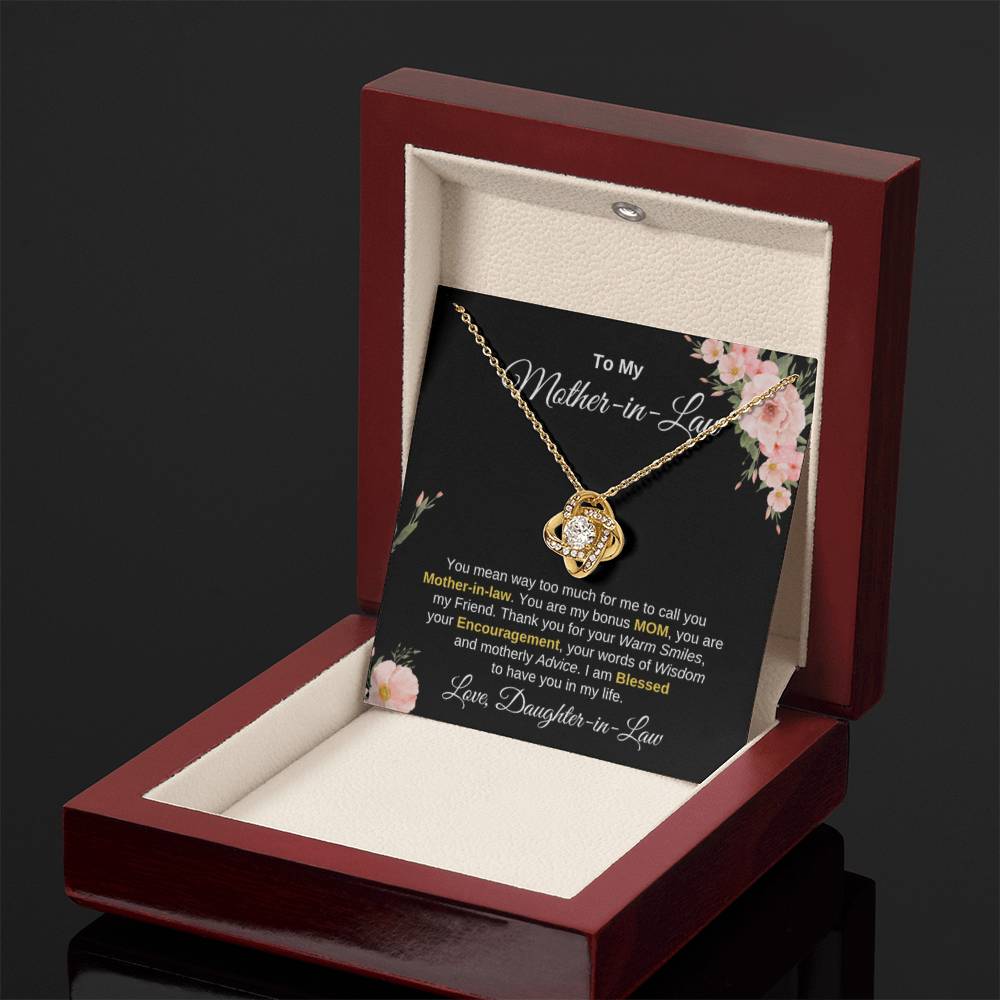 Mother In Law Gift from Daughter In Law - I am blessed to have you in my life - Love Knot Necklace - Personalize Memories