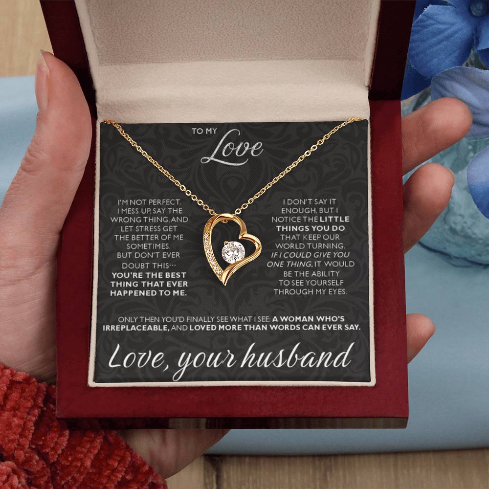 To My Wife Necklace - Romantic Birthday Jewelry Gift from Husband for Valentine’s Day & Long Lasting Memories - Forever Love Necklace - Personalize Memories