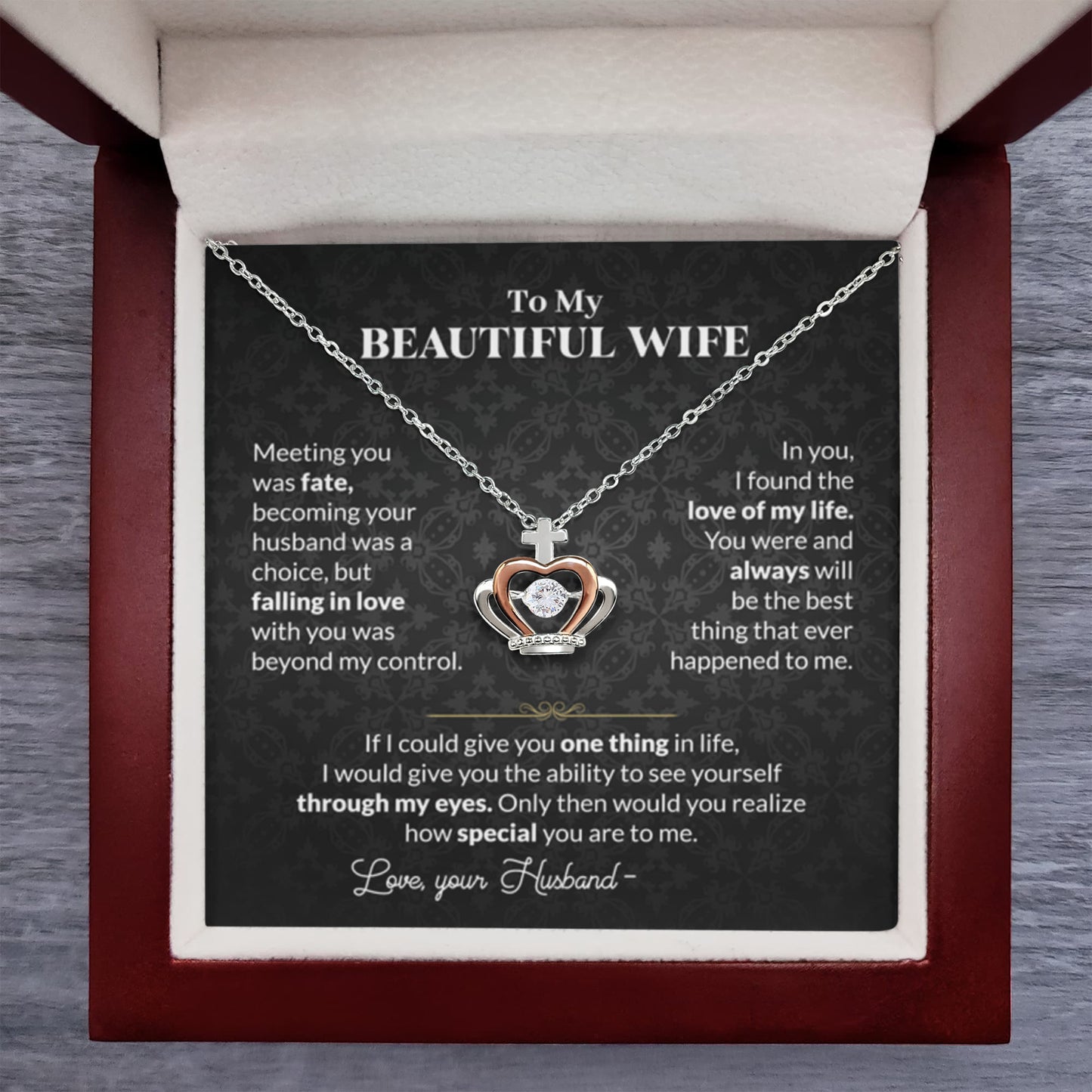 Cute Gift for Wife from Husband - Romantic Jewelry for Special Occasions - Crown Pendant Necklace - Personalize Memories