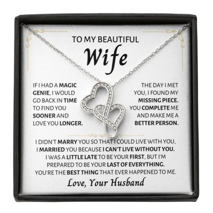 To My Wife Necklace - Beautiful Wife Jewelry Gift for Birthday, Valentine’s Day & Special Romantic Moments - Heart-to-heart Pendant Necklace - Personalize Memories