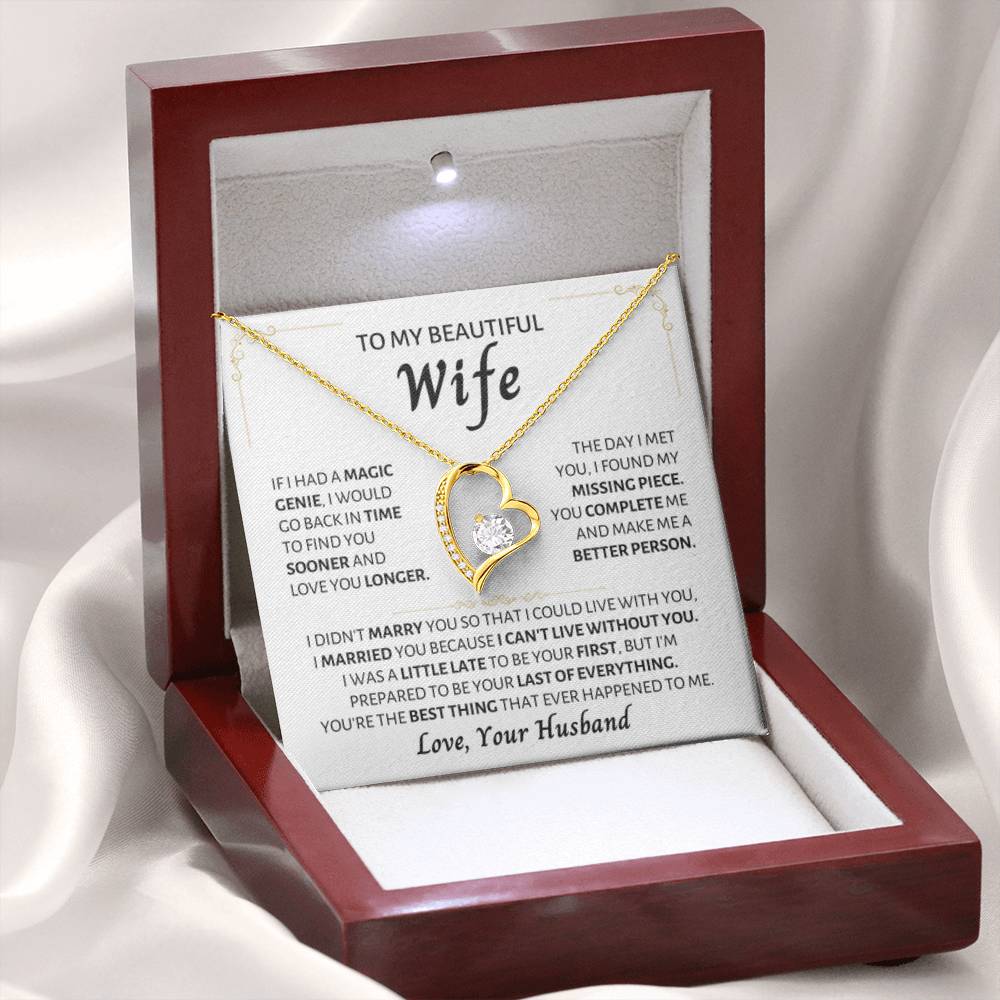 To My Beautiful Wife Necklace - Emotional Jewelry for Wife from Husband to Celebrate Love on Valentine’s Day & Beyond - Forever Love Necklace - Personalize Memories