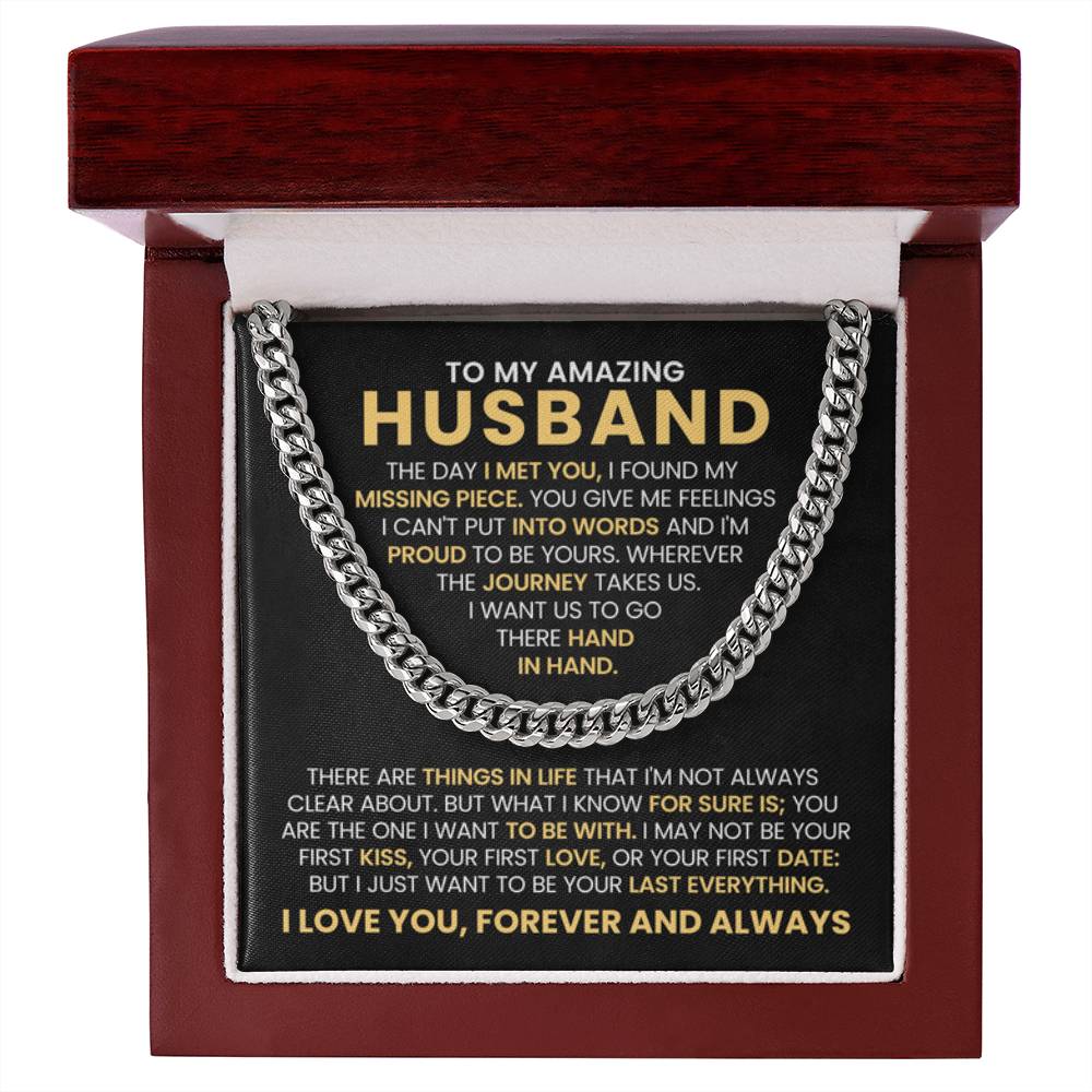 To My Husband Cuban Link Chain – Anniversary & Valentine’s Day Gift from Wife - Personalize Memories