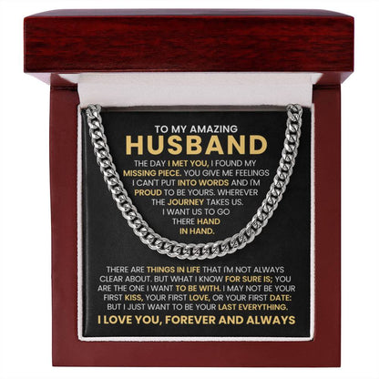 To My Husband Cuban Link Chain – Anniversary & Valentine’s Day Gift from Wife - Personalize Memories