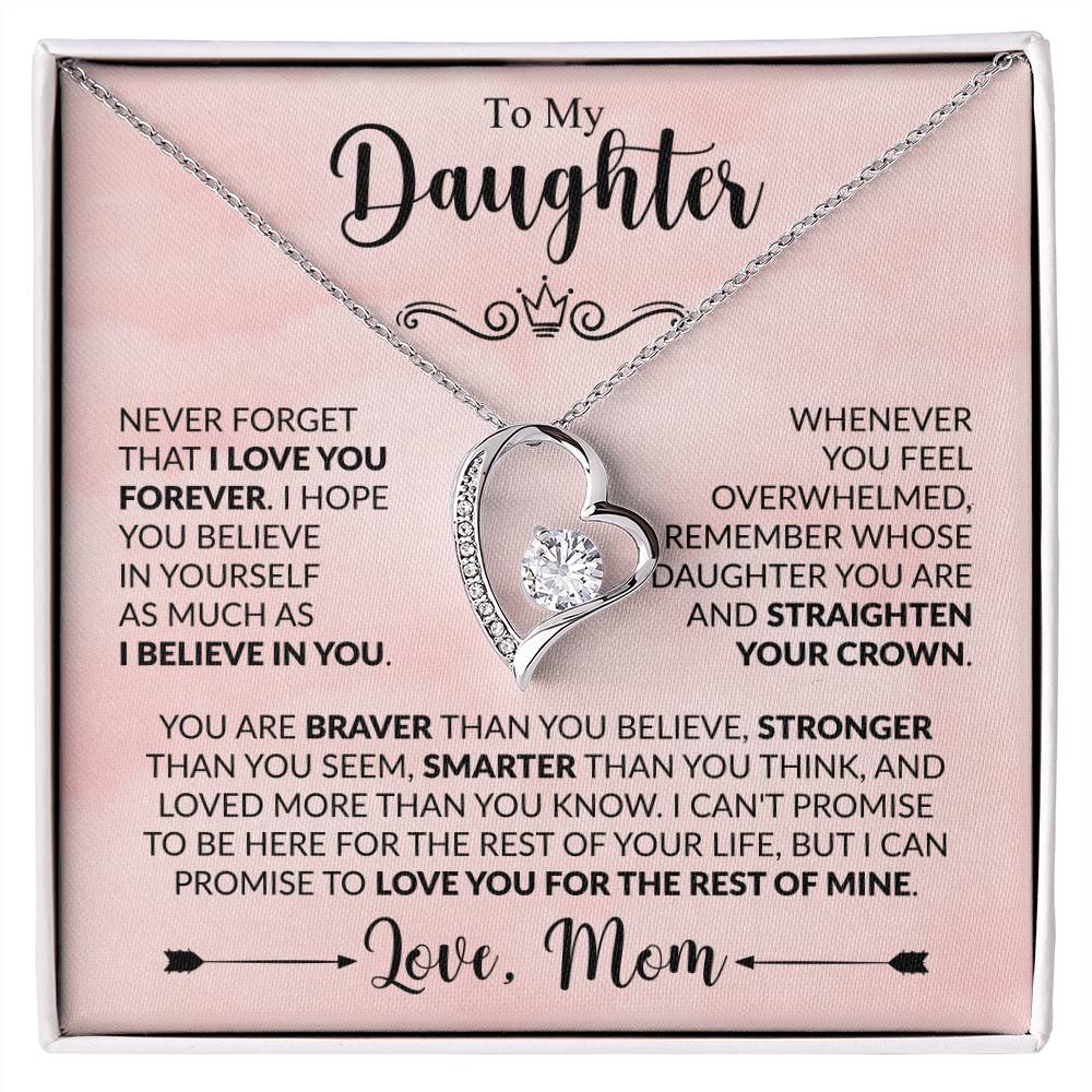To My Daughter - Never Forget That I Love You - Forever Love Necklace Gift from Mom - Personalize Memories