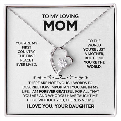 To My Loving Mom - You're My First Country - Forever Love Necklace Gift from Daughter - Personalize Memories