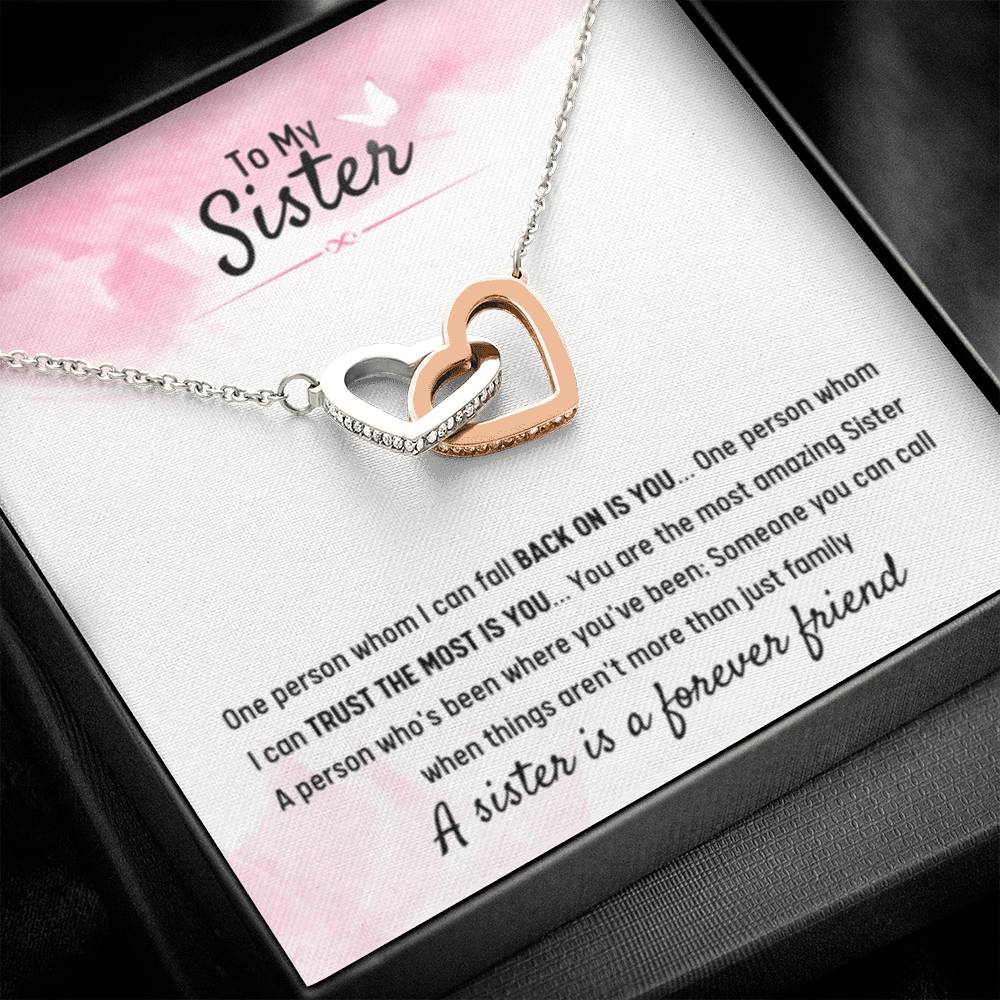 Jewelry Gift for Sister - A sister is a forever friend - Interlocking Hearts Necklace - Personalize Memories