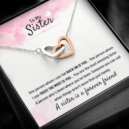 Jewelry Gift for Sister - A sister is a forever friend - Interlocking Hearts Necklace - Personalize Memories