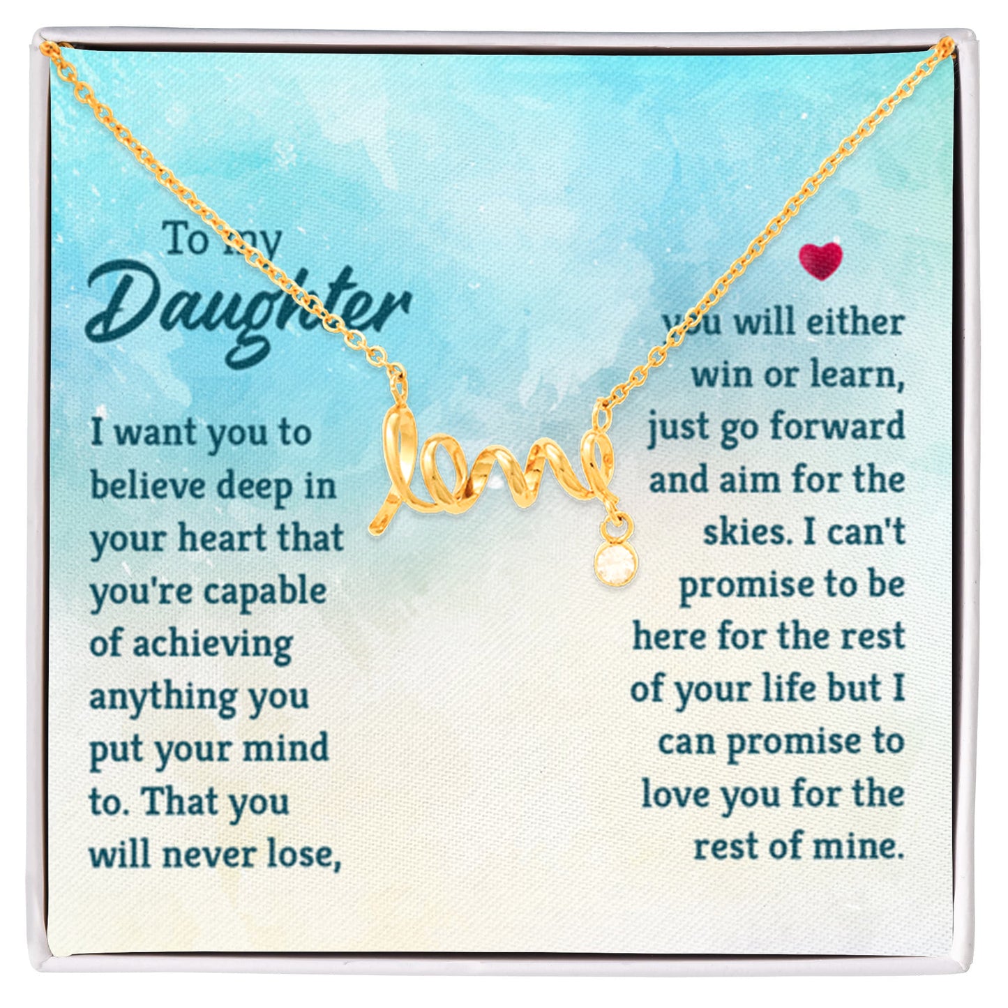 To My Daughter Necklace – Birthday & Graduation Gift Jewelry – Scripted Love Necklace - Personalize Memories