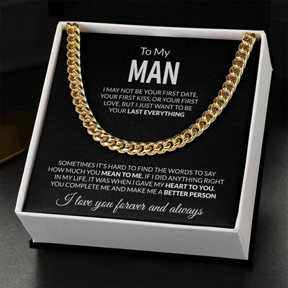 To My Man - I Love You Forever & Always - Cuban Link Chain - Personalize Memories
